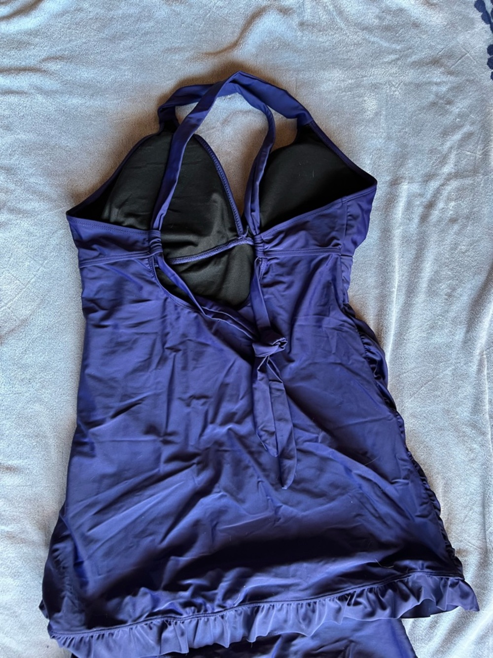 Navy Two-Piece Ruffle Hem Swimsuit - Picture 3 of 4